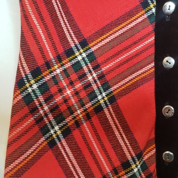 Red Plaid Jumpsuit One Piece Bill Atkinson Wool Polyester Velvet Vintage Size 10 - Picture 10 of 16